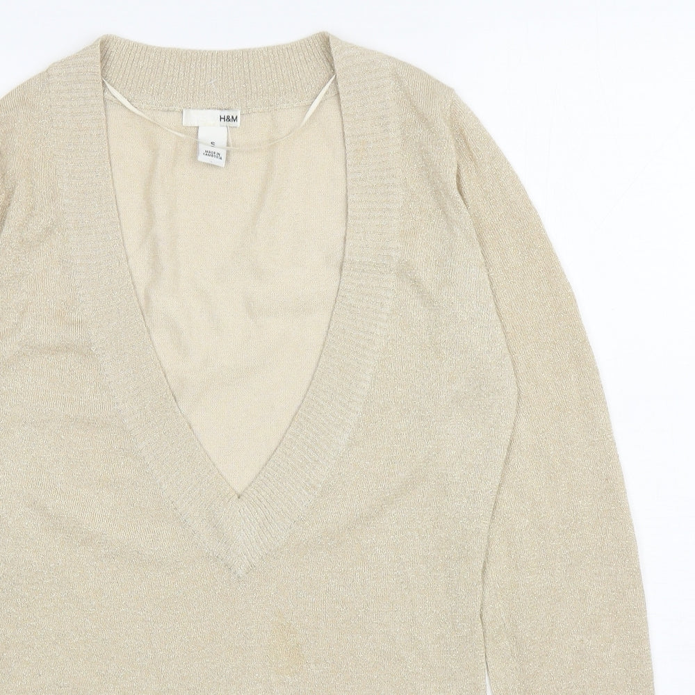 Womens UK Size S H&M Gold Pullover Jumper