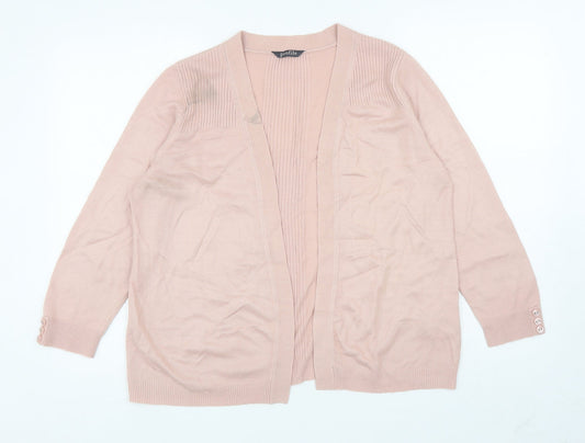 BHS Womens Pink V-Neck Acrylic Cardigan Jumper Size 12