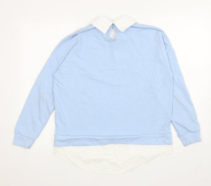 F&F Womens Blue Cotton Pullover Sweatshirt Size 10 Button - Chicago