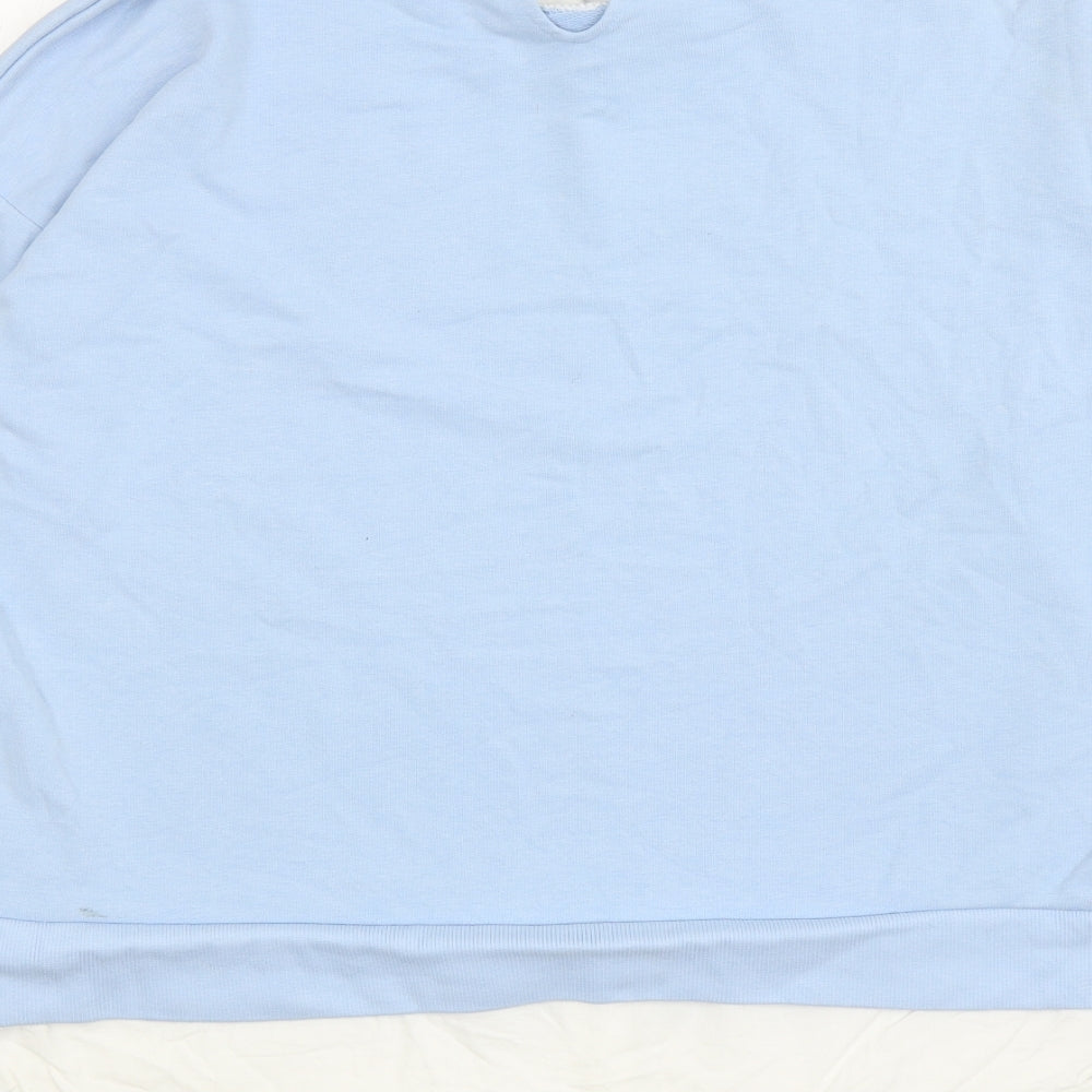 F&F Womens Blue Cotton Pullover Sweatshirt Size 10 Button - Chicago