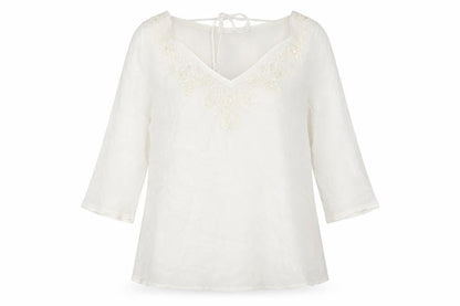 Monsoon Womens White Viscose A-Line Size 10 Round Neck Pullover