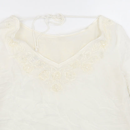 Monsoon Womens White Viscose A-Line Size 10 Round Neck Pullover