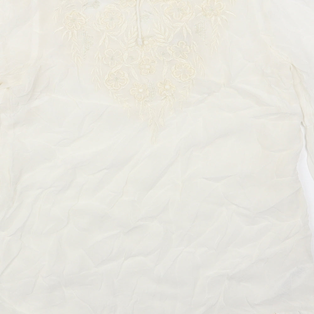 Monsoon Womens White Viscose A-Line Size 10 Round Neck Pullover