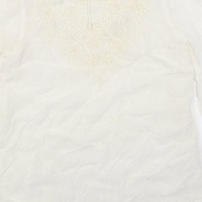 Monsoon Womens White Viscose A-Line Size 10 Round Neck Pullover