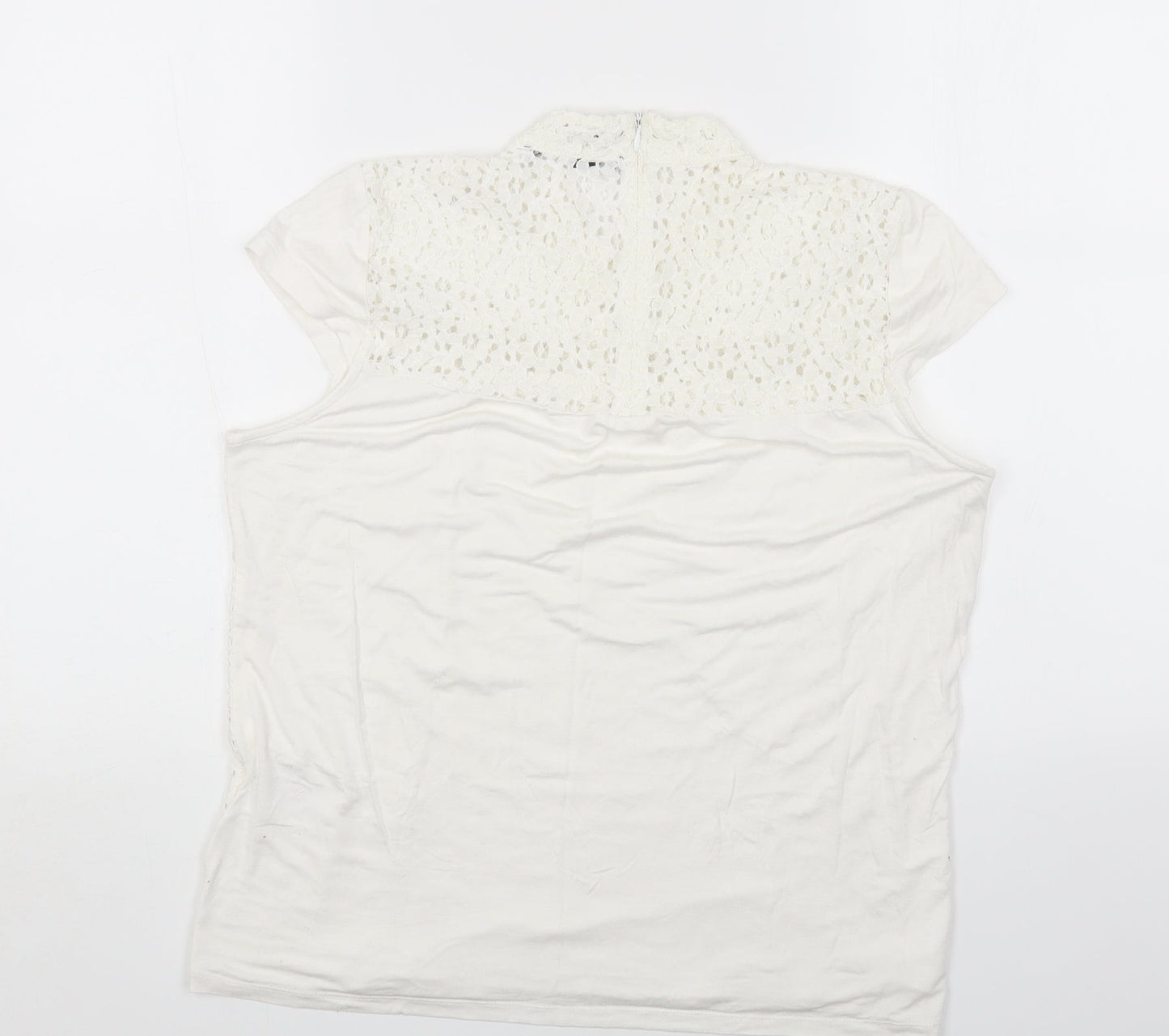 Andrew Marc Womens White Cotton Basic T-Shirt Size L Round Neck