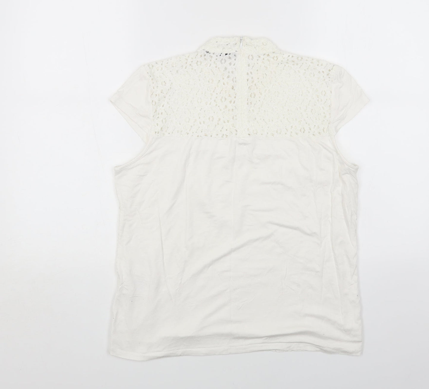 Andrew Marc Womens White Cotton Basic T-Shirt Size L Round Neck
