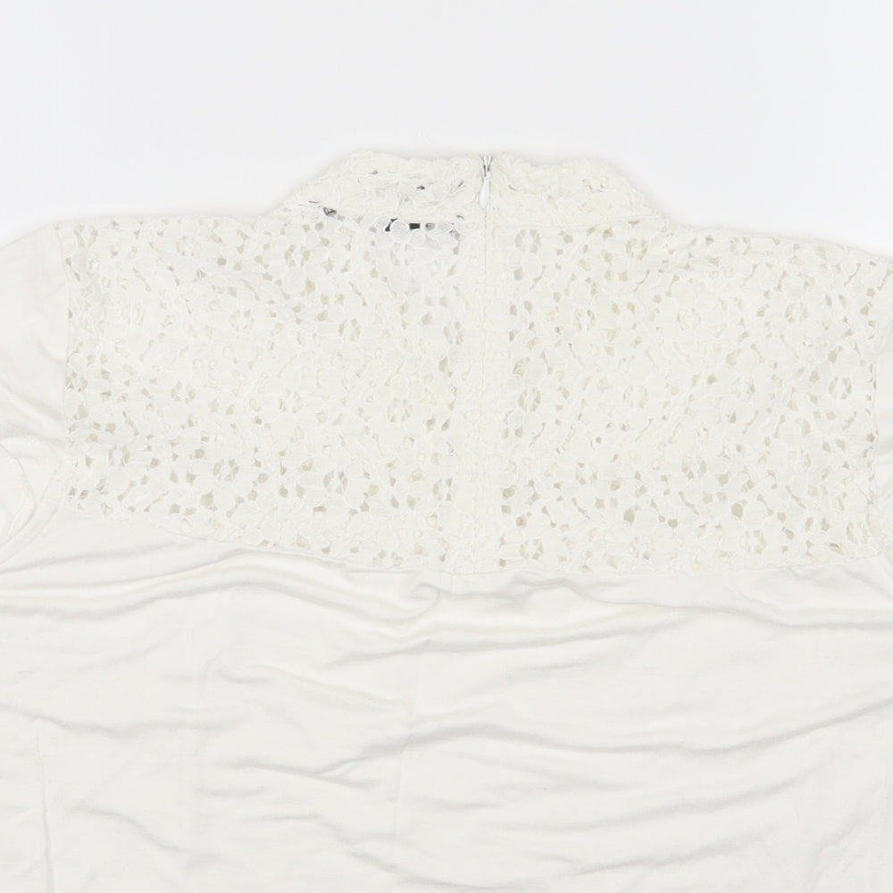 Andrew Marc Womens White Cotton Basic T-Shirt Size L Round Neck