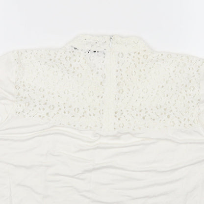 Andrew Marc Womens White Cotton Basic T-Shirt Size L Round Neck