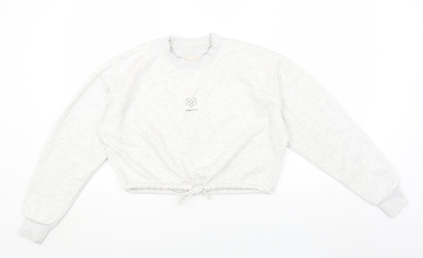 Pink Soda Womens Grey Round Neck Cotton Pullover Jumper Size 8