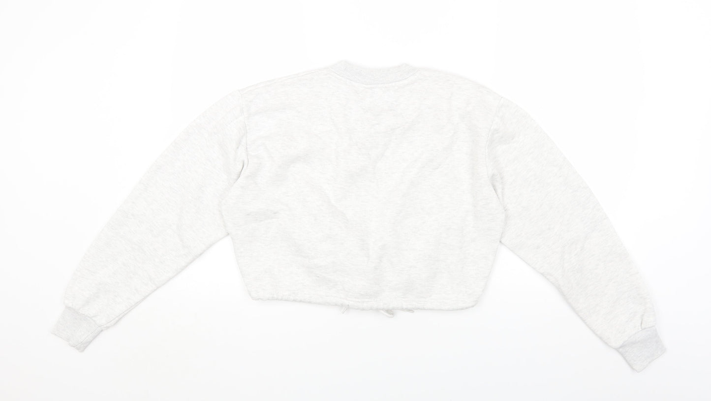 Pink Soda Womens Grey Round Neck Cotton Pullover Jumper Size 8
