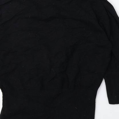 Julien Macdonald Womens Black V-Neck Cotton Cardigan Jumper Size 16