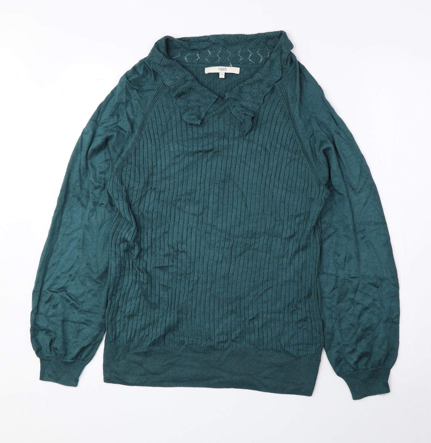 Womens UK Size 14 NEXT Green Pullover Jumper