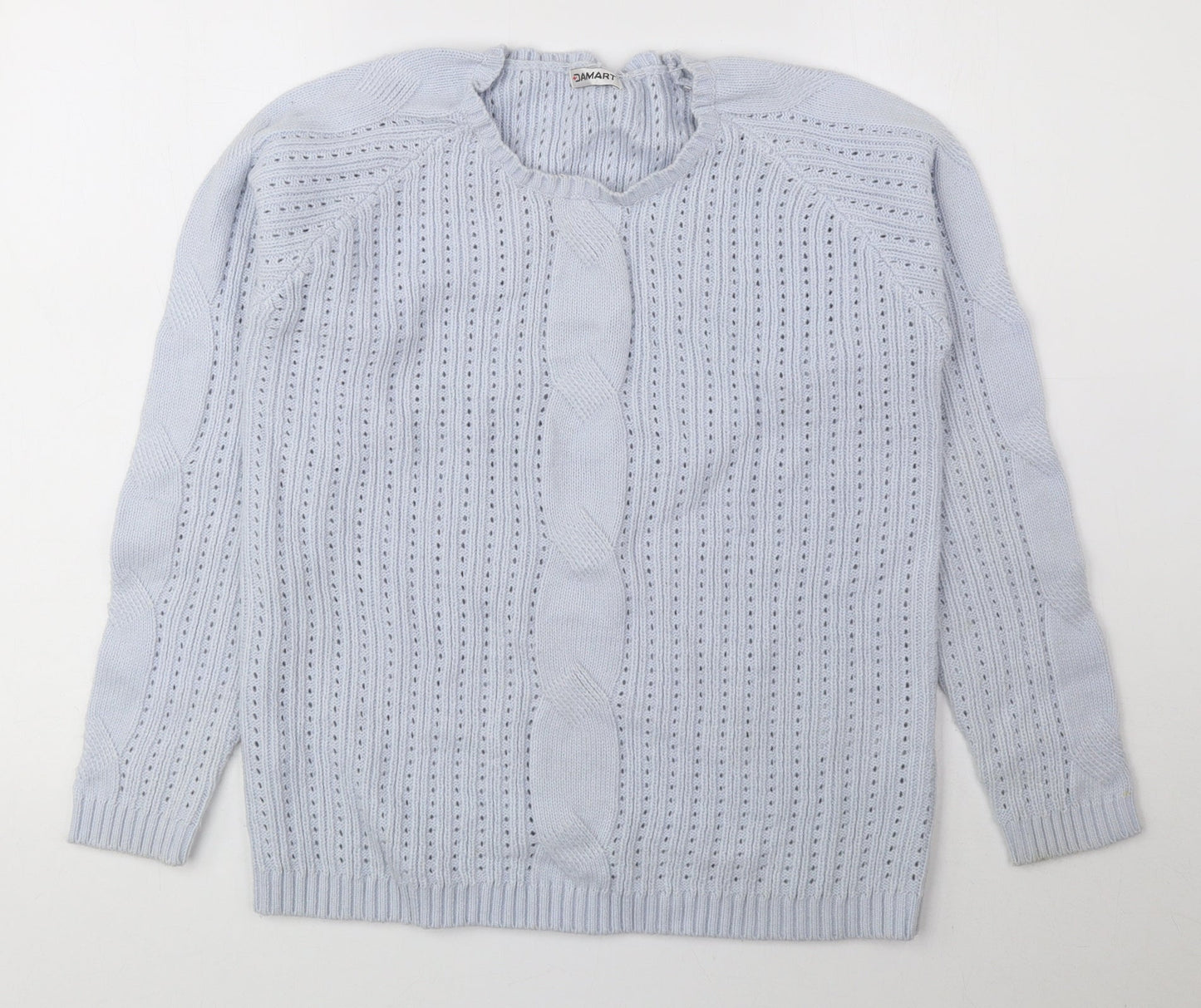 Damart Womens Blue Round Neck Acrylic Pullover Jumper Size 10