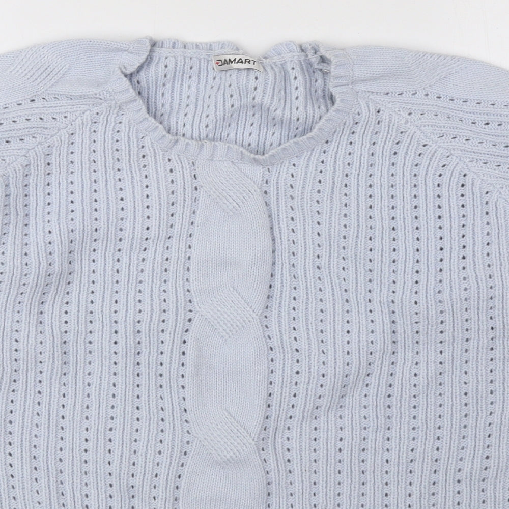 Damart Womens Blue Round Neck Acrylic Pullover Jumper Size 10