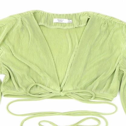 Womens UK Size 10 Misspap Green Cropped Blouse