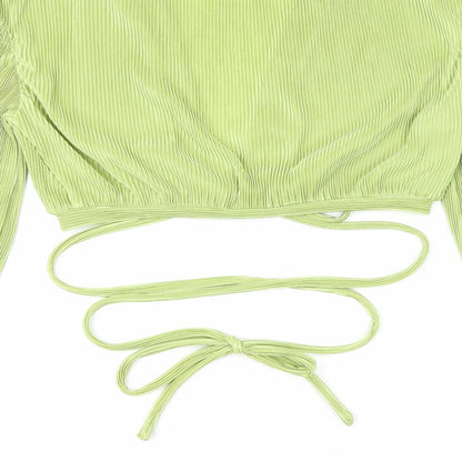Womens UK Size 10 Misspap Green Cropped Blouse