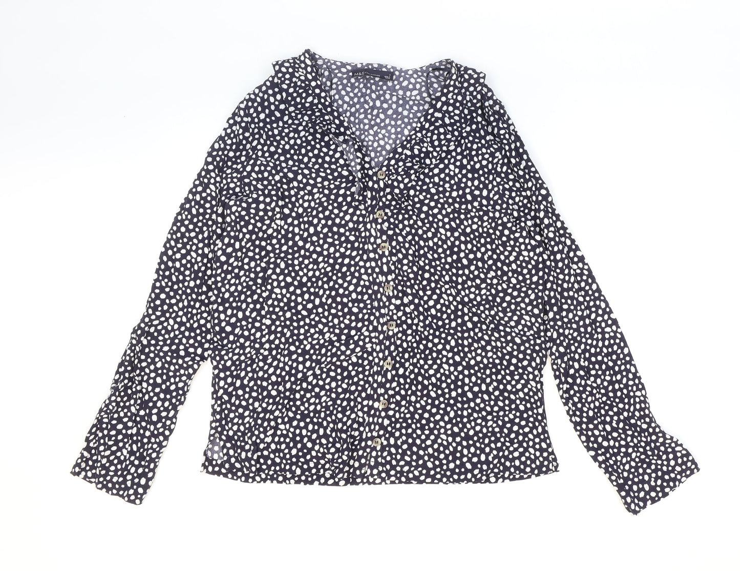 Womens UK Size 8 Marks and Spencer Blue Basic Button-Up