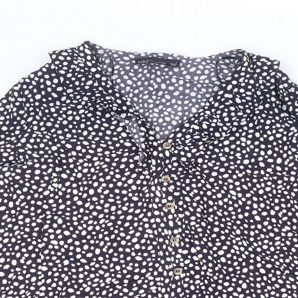 Womens UK Size 8 Marks and Spencer Blue Basic Button-Up