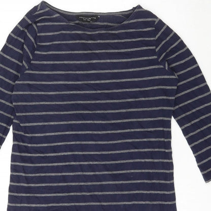 Dorothy Perkins Womens Blue Striped Cotton Bodycon Size 10 Round Neck Pullover