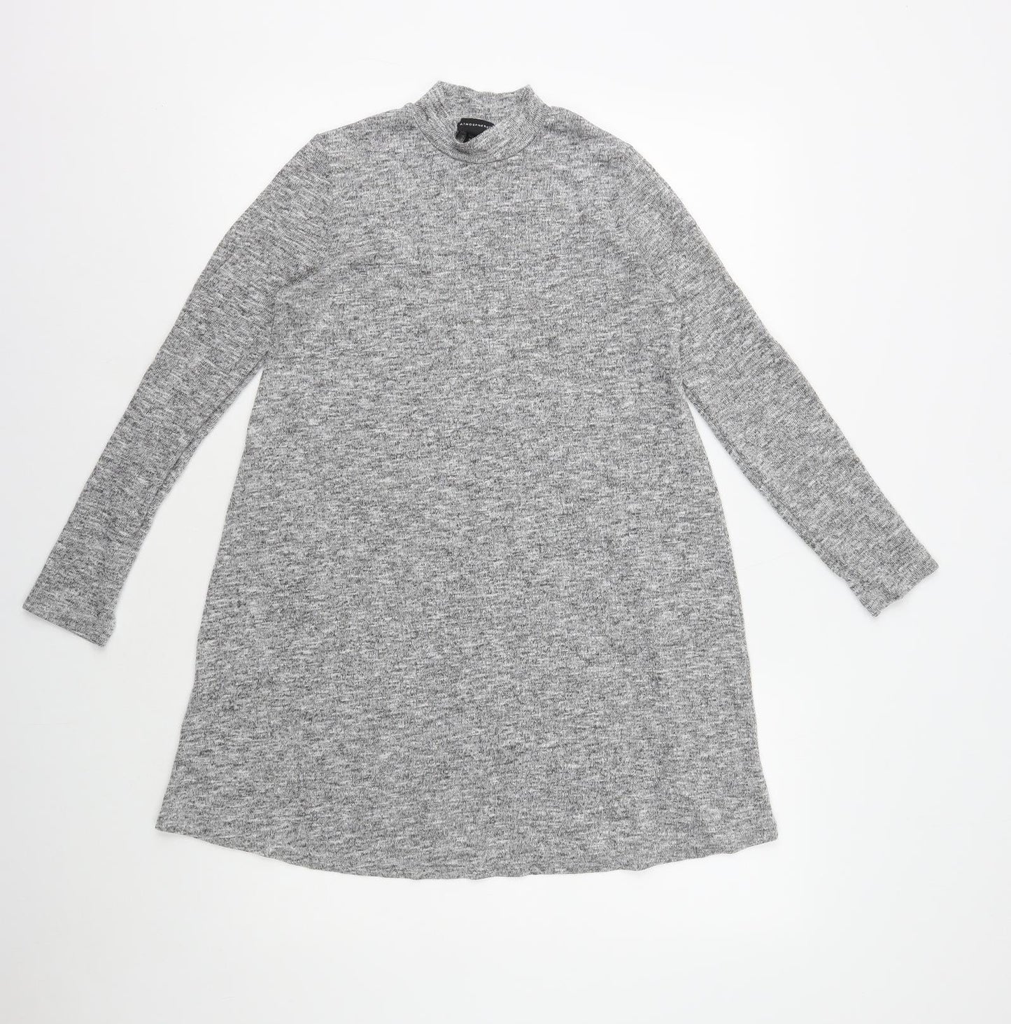 Atmosphere Womens Green Houndstooth Polyester A-Line Size 8 Mock Neck Pullover