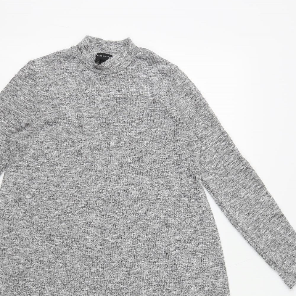 Atmosphere Womens Green Houndstooth Polyester A-Line Size 8 Mock Neck Pullover