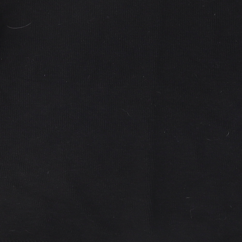 Ben Smith Womens Black Round Neck Striped Polyester Pullover Jumper Size L
