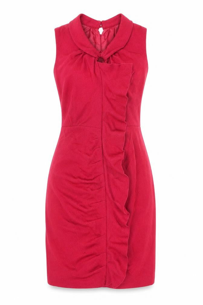 NEXT Womens Pink Polyester Bodycon Size 8 V-Neck Button - Slit