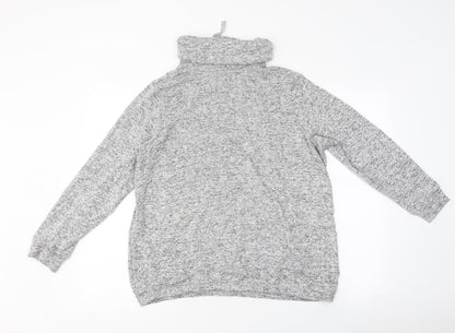 George Womens Grey Polyester Basic T-Shirt Size 12 Roll Neck