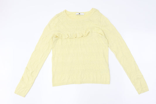 Womens UK Size 10 Very Yellow Basic T-Shirt