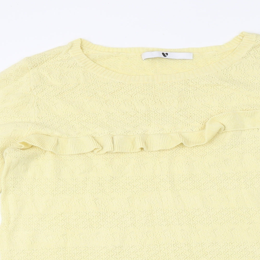 Womens UK Size 10 Very Yellow Basic T-Shirt