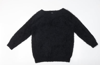 F&F Womens Black Round Neck Polyester Pullover Jumper Size 14