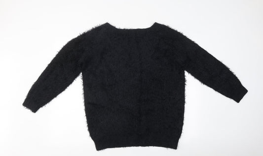 F&F Womens Black Round Neck Polyester Pullover Jumper Size 14