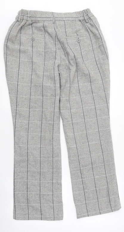 Cotton Traders Womens Grey Check Polyester Trousers Size 12 L28 in Regular Zip