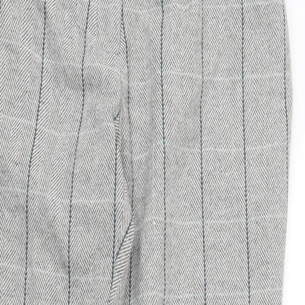Cotton Traders Womens Grey Check Polyester Trousers Size 12 L28 in Regular Zip