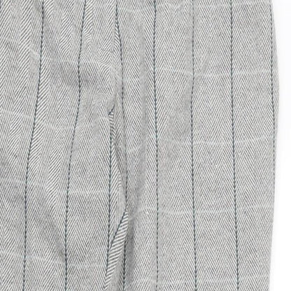 Cotton Traders Womens Grey Check Polyester Trousers Size 12 L28 in Regular Zip