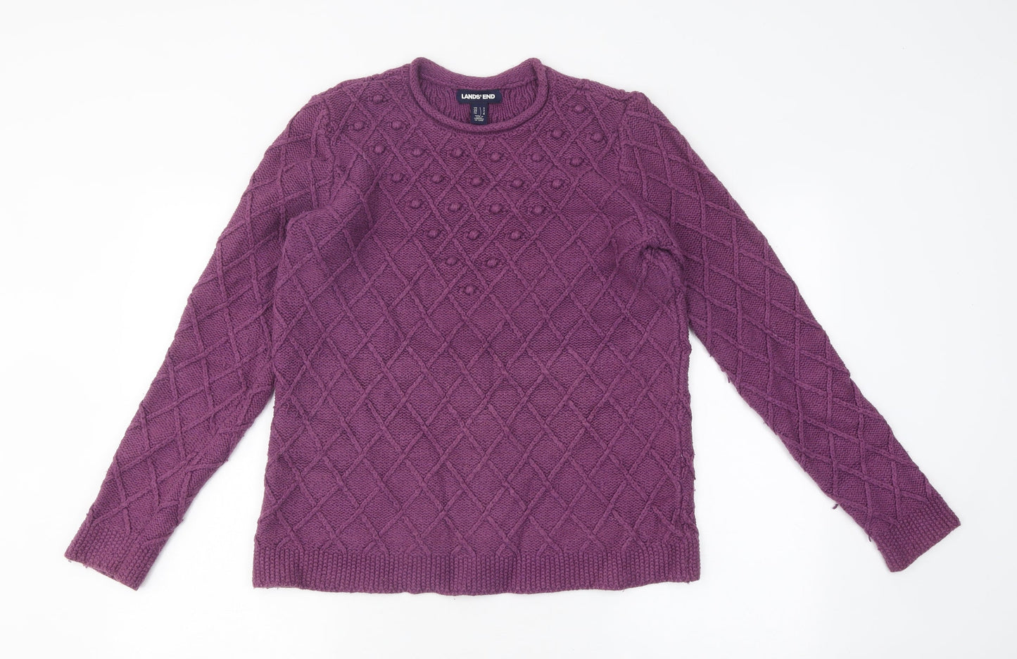 Lands' End Womens Purple Round Neck Acrylic Pullover Jumper Size 6