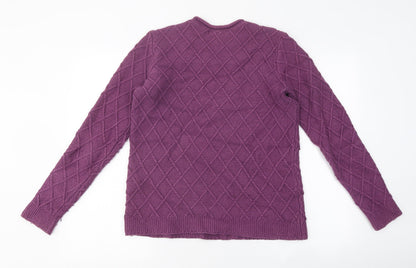 Lands' End Womens Purple Round Neck Acrylic Pullover Jumper Size 6