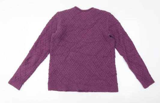 Lands' End Womens Purple Round Neck Acrylic Pullover Jumper Size 6