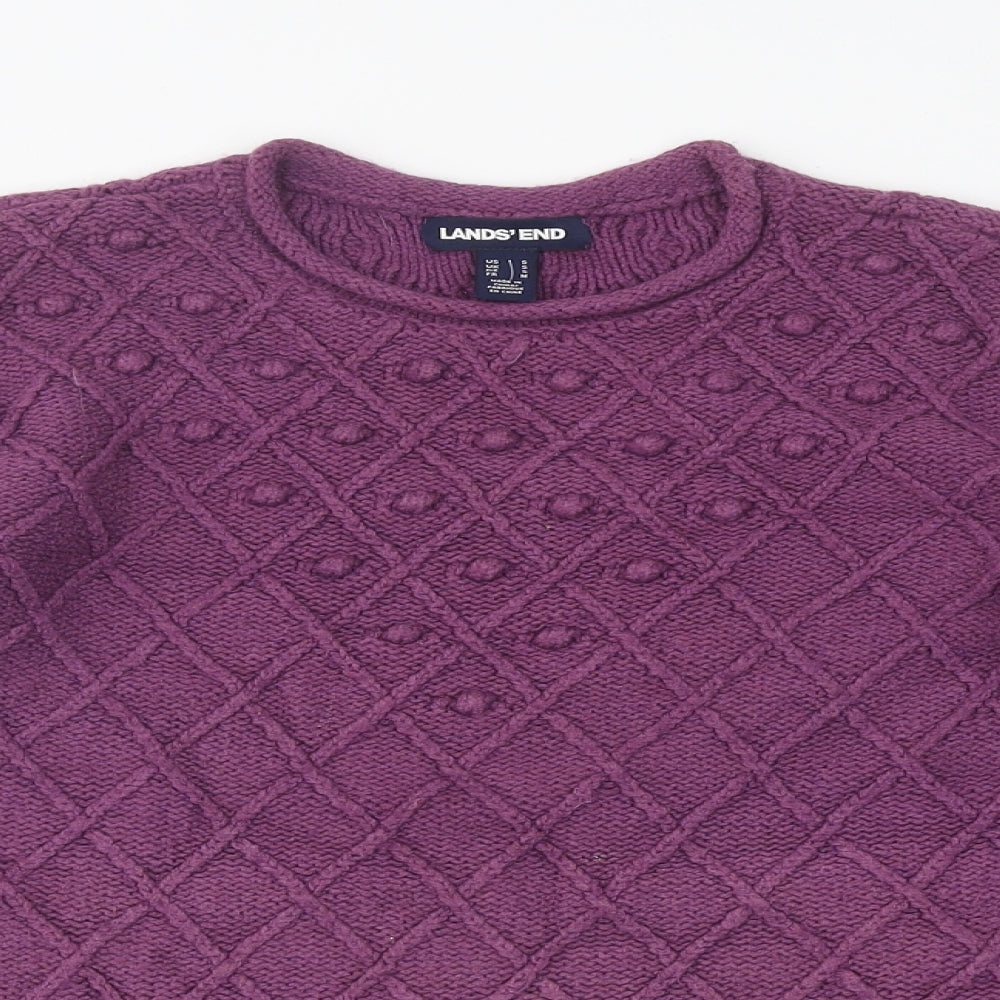 Lands' End Womens Purple Round Neck Acrylic Pullover Jumper Size 6