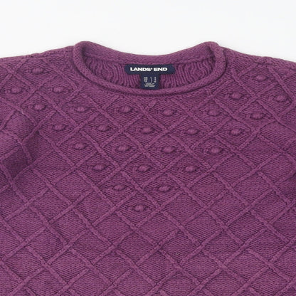 Lands' End Womens Purple Round Neck Acrylic Pullover Jumper Size 6