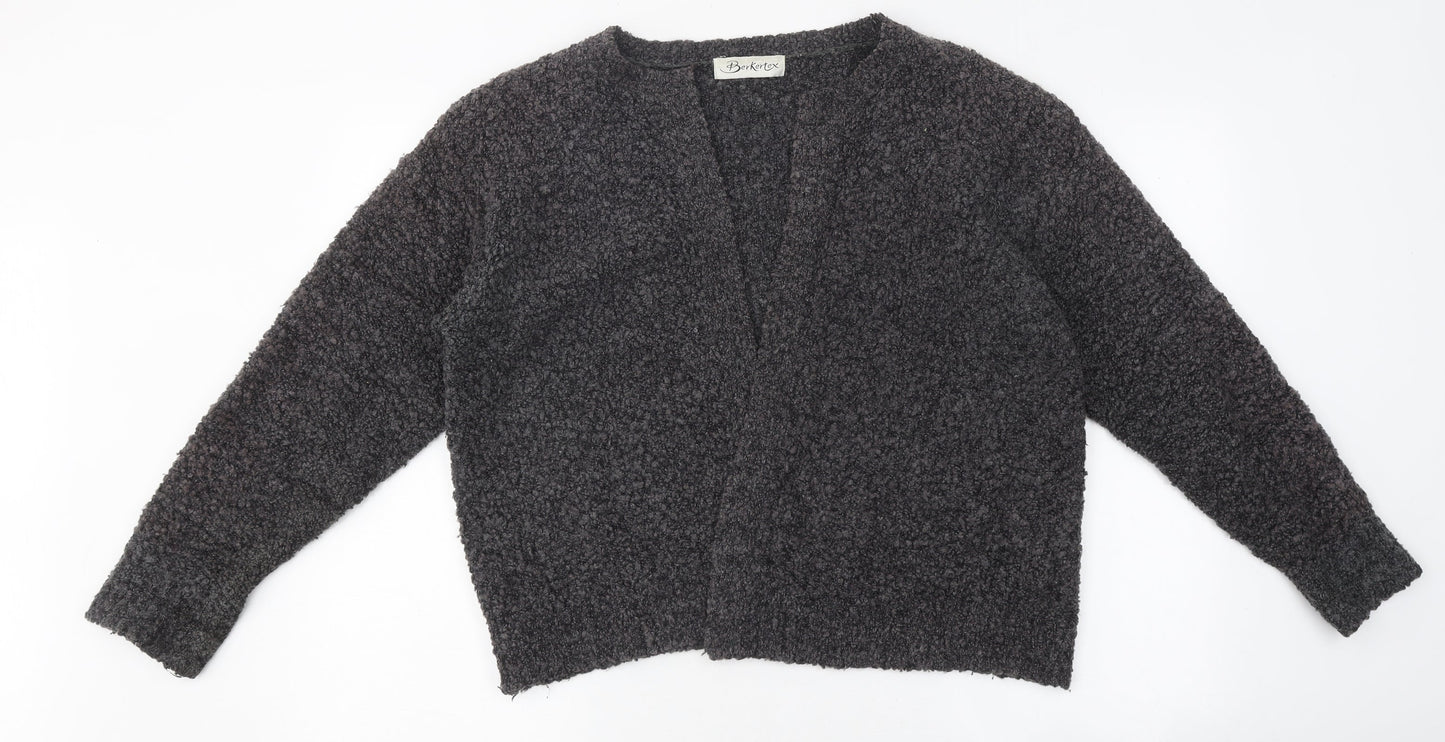 Berkeritex Womens Grey Round Neck Polyester Cardigan Jumper Size 14