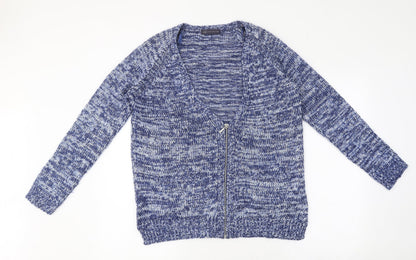 Marks and Spencer Womens Blue V-Neck Polyester Full Zip Jumper Size 12