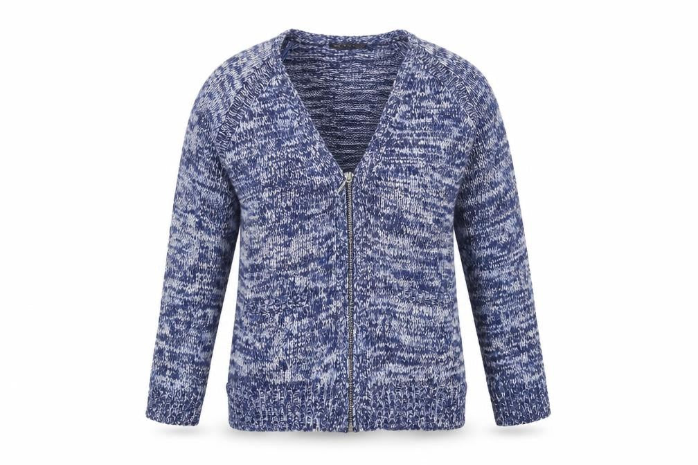 Marks and Spencer Womens Blue V-Neck Polyester Full Zip Jumper Size 12