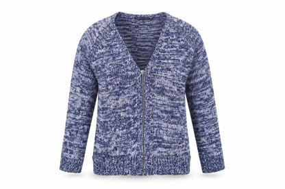 Marks and Spencer Womens Blue V-Neck Polyester Full Zip Jumper Size 12