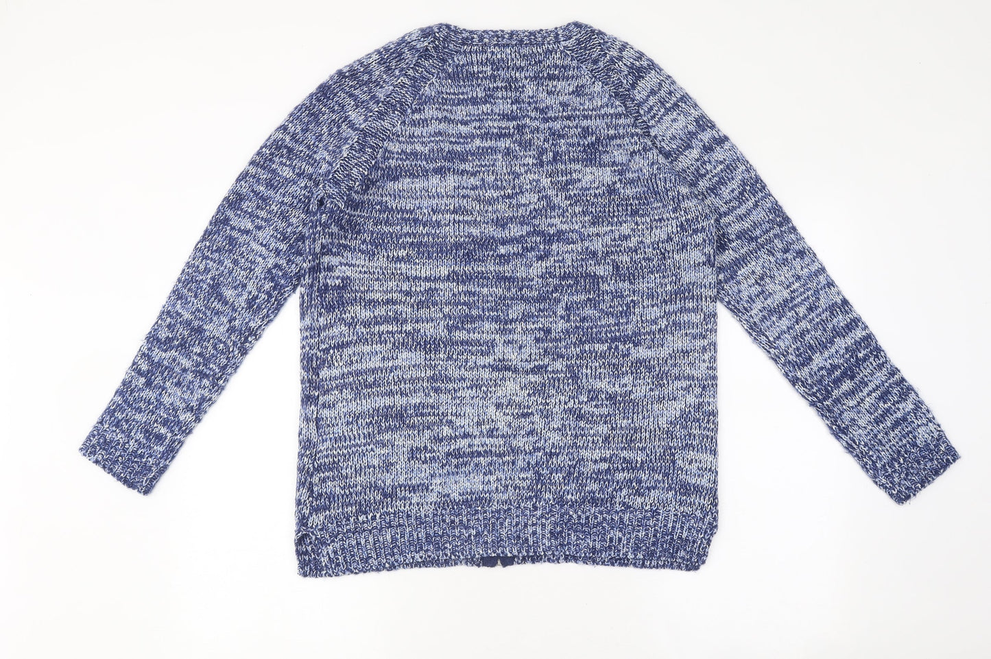 Marks and Spencer Womens Blue V-Neck Polyester Full Zip Jumper Size 12