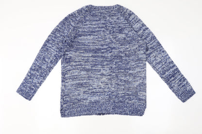 Marks and Spencer Womens Blue V-Neck Polyester Full Zip Jumper Size 12
