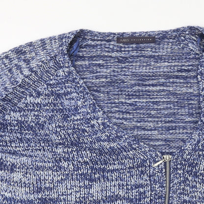 Marks and Spencer Womens Blue V-Neck Polyester Full Zip Jumper Size 12