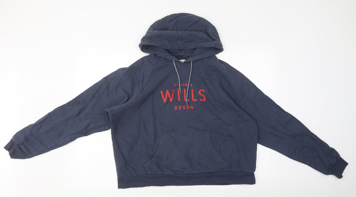 Jack Wills Womens Blue Round Neck Polyester Pullover Jumper Size 12
