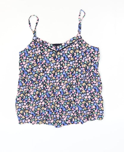 Marks and Spencer Womens Multicoloured Floral Viscose Camisole Blouse Size 12 V-Neck - Shirred Back