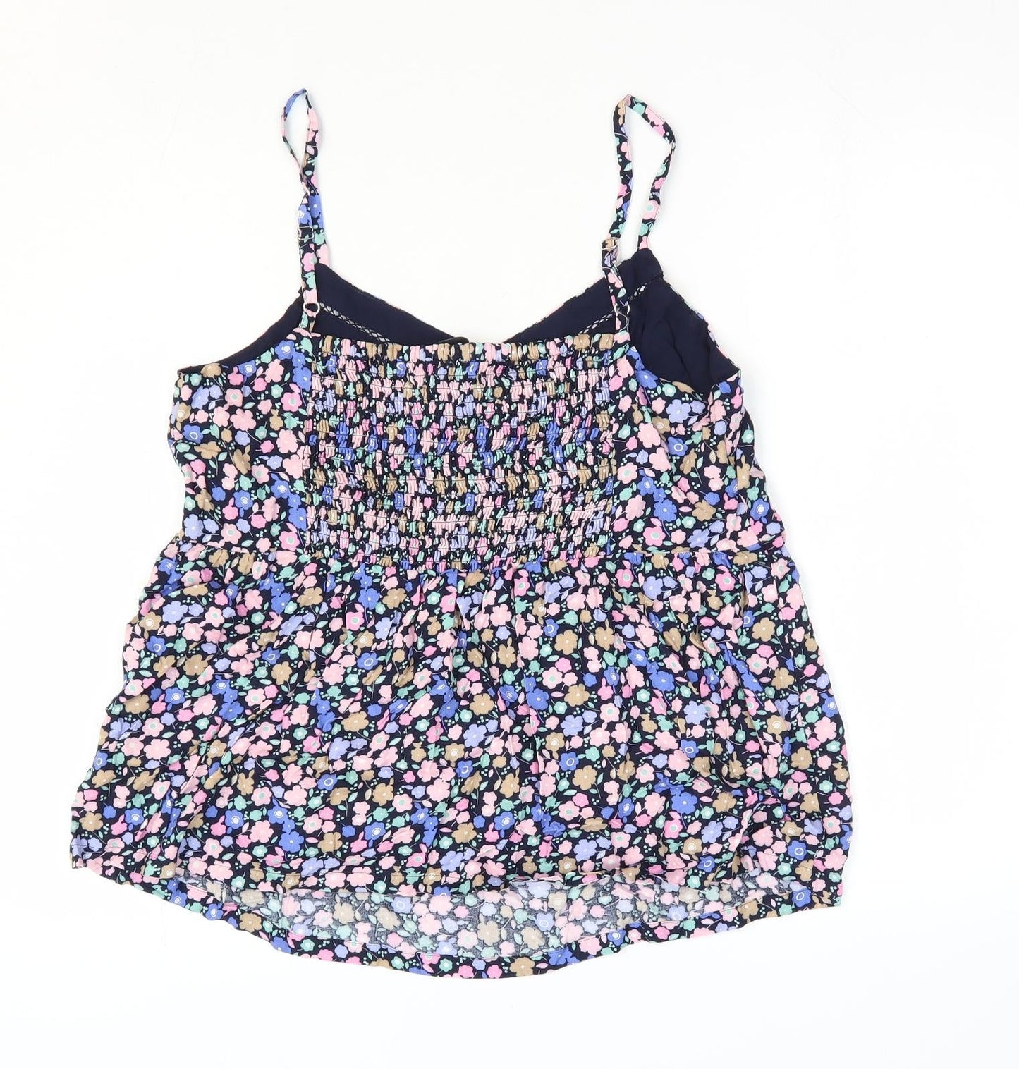 Marks and Spencer Womens Multicoloured Floral Viscose Camisole Blouse Size 12 V-Neck - Shirred Back